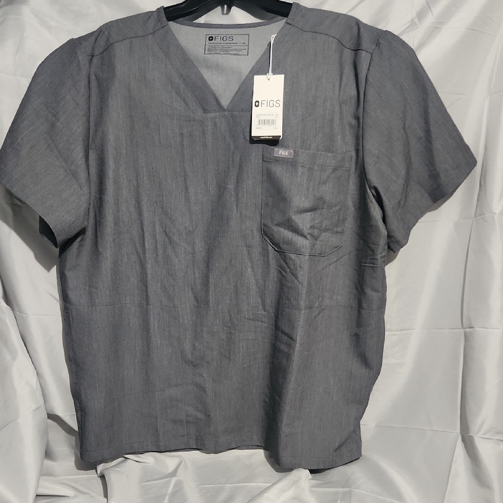 FIGS Men's Chisec 3 Pocket  Gray Scrub Shirt